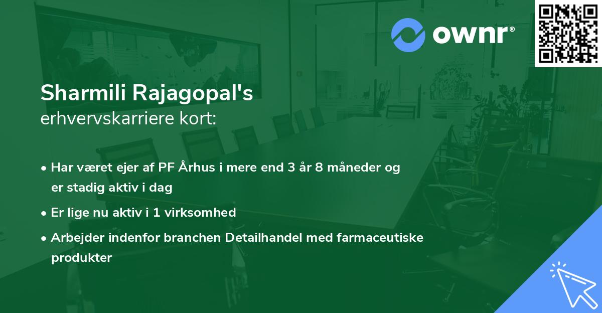 Sharmili Rajagopal's erhvervskarriere kort