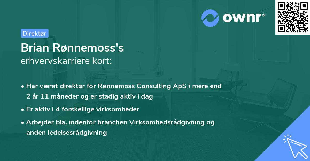 Brian Rønnemoss's erhvervskarriere kort