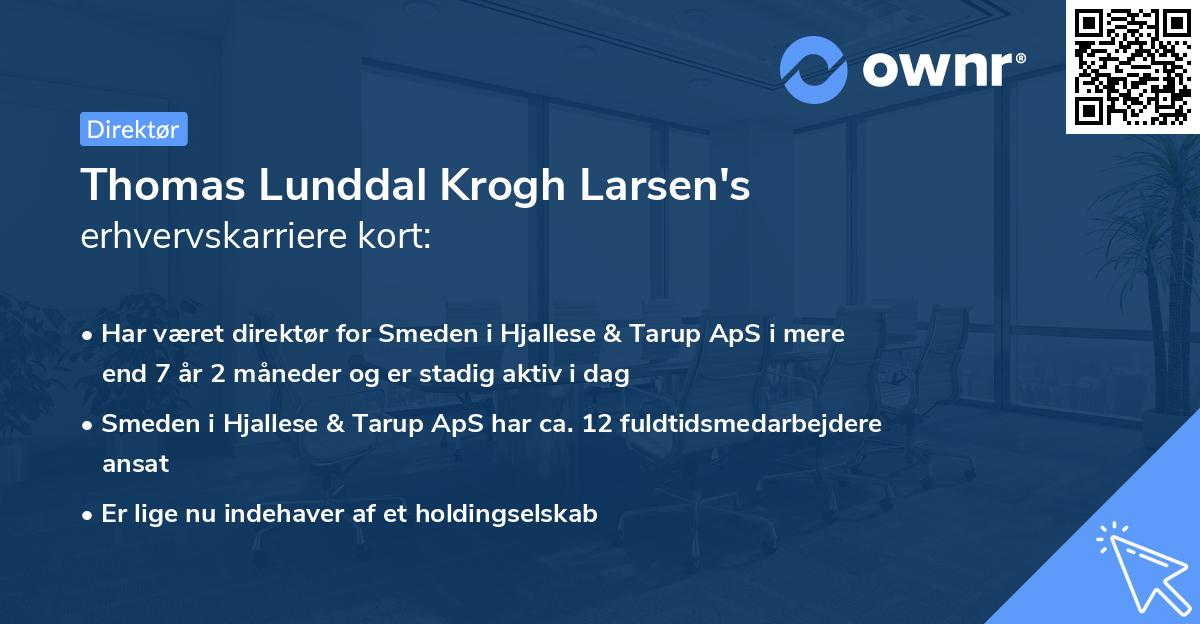 Thomas Lunddal Krogh Larsen's erhvervskarriere kort