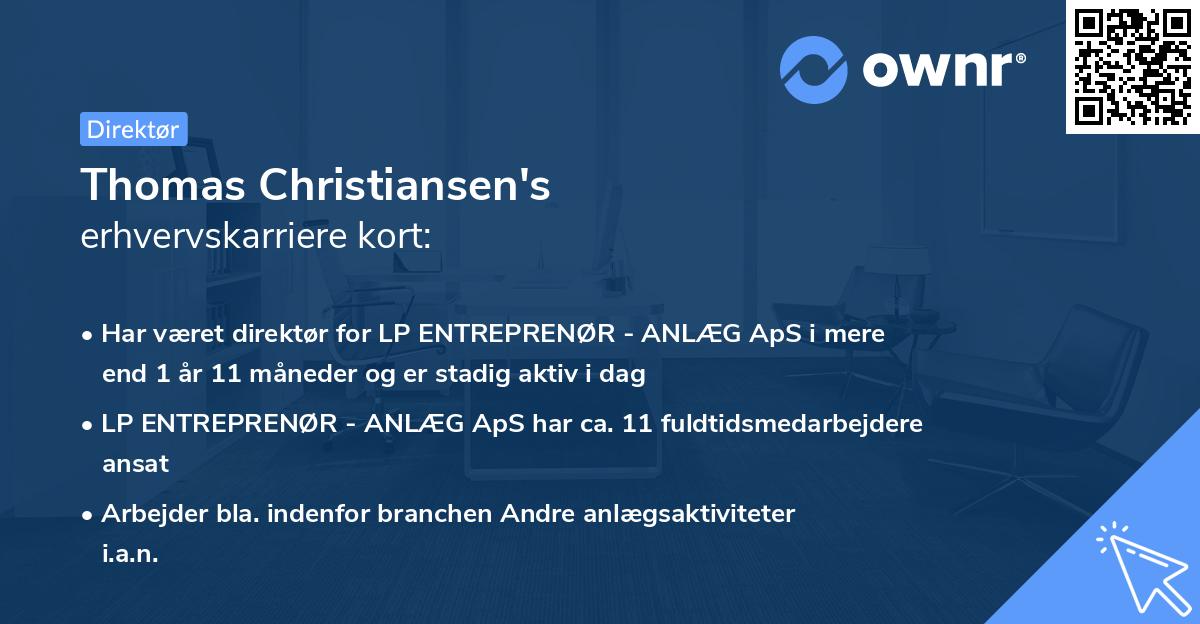 Thomas Christiansen's erhvervskarriere kort