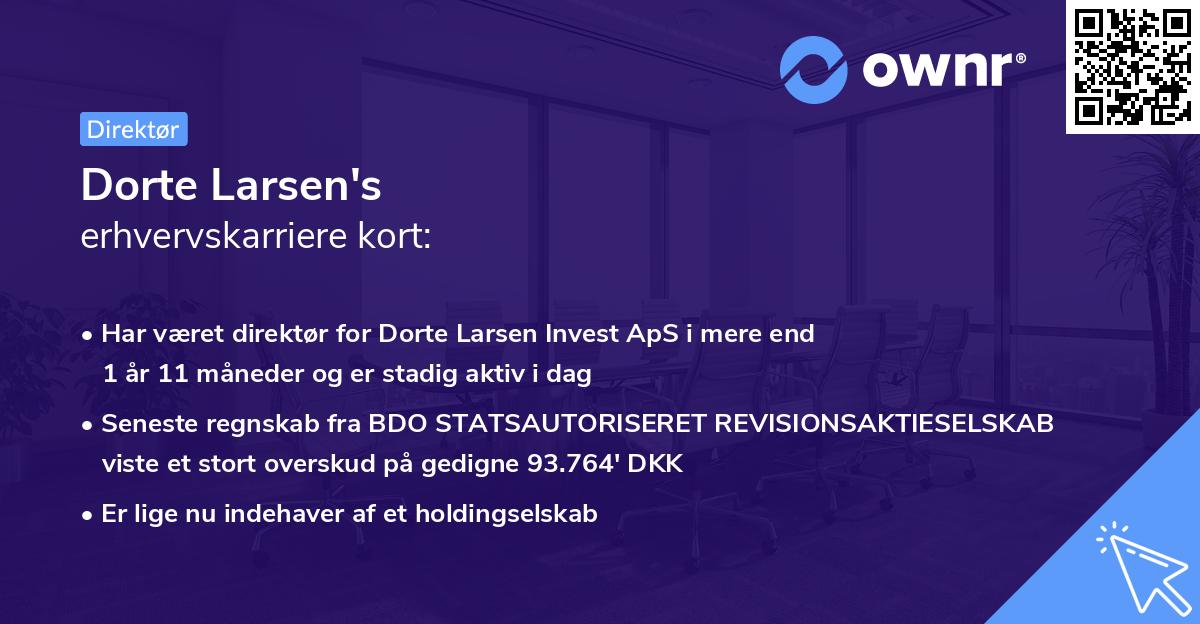 Dorte Larsen's erhvervskarriere kort