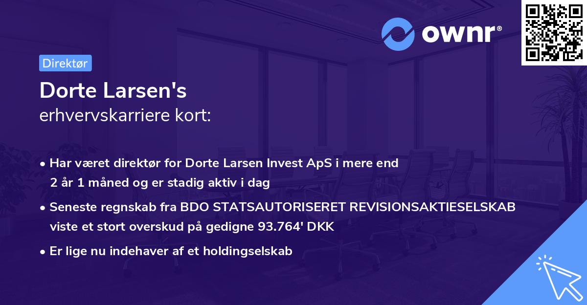 Dorte Larsen's erhvervskarriere kort