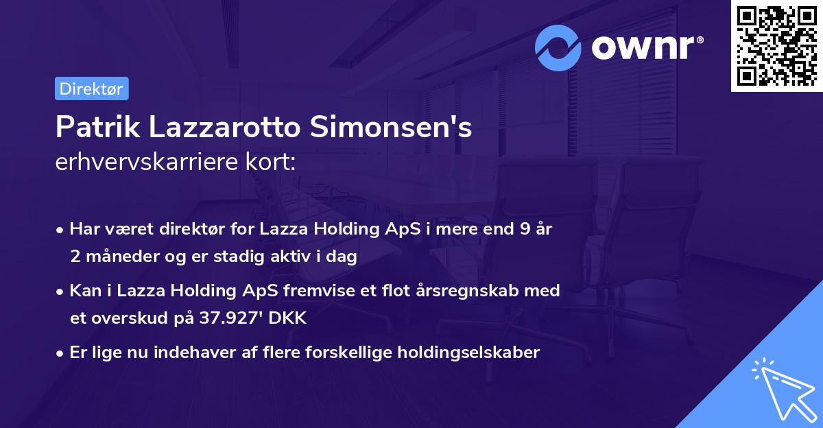 Patrik Lazzarotto Simonsen's erhvervskarriere kort