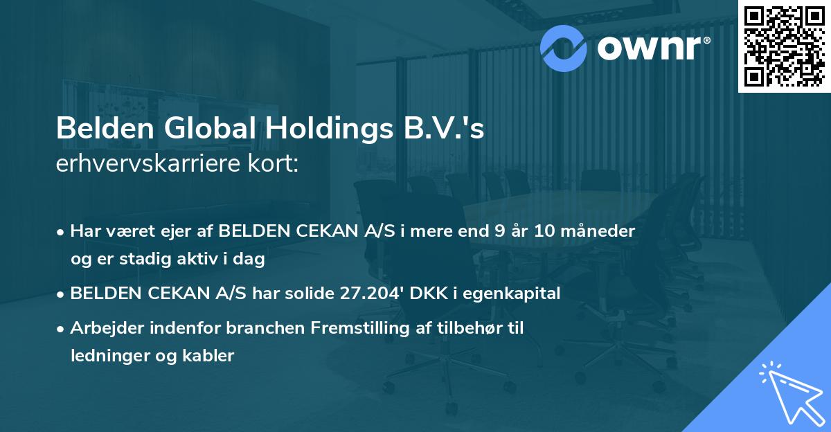 Belden Global Holdings B.V.'s erhvervskarriere kort