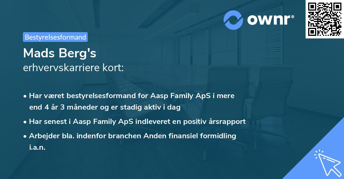 Mads Berg's erhvervskarriere kort
