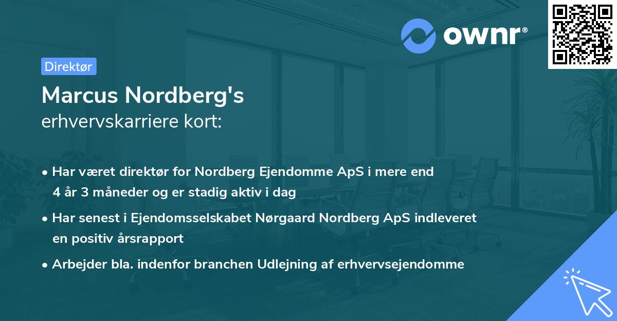Marcus Nordberg's erhvervskarriere kort