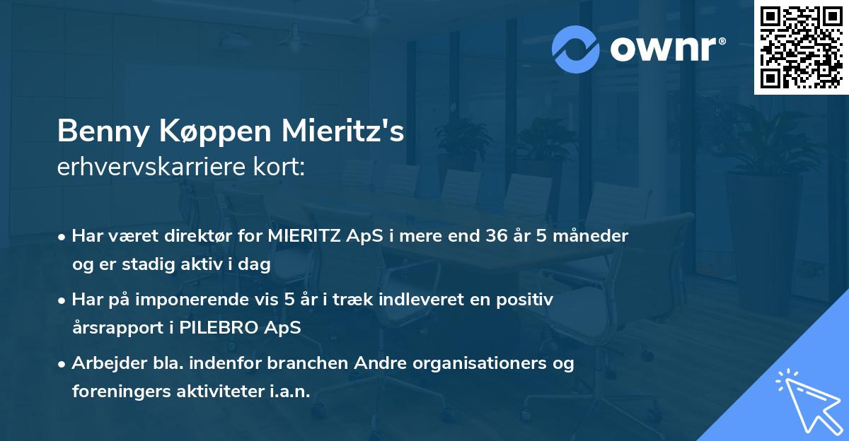 Benny Køppen Mieritz's erhvervskarriere kort