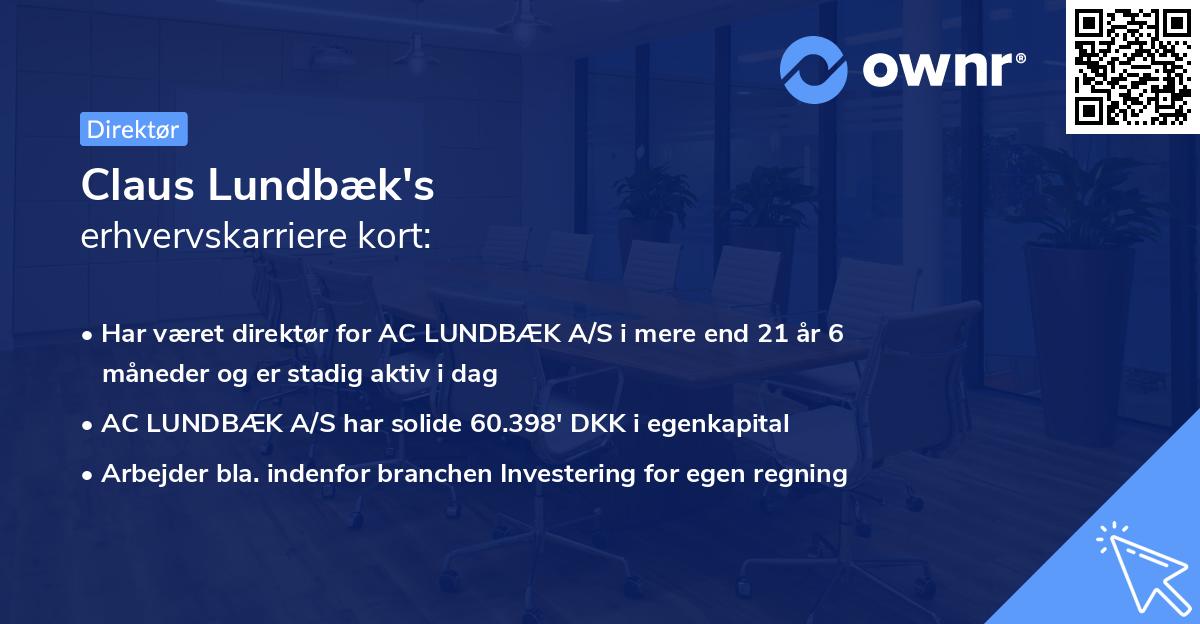 Claus Lundbæk's erhvervskarriere kort