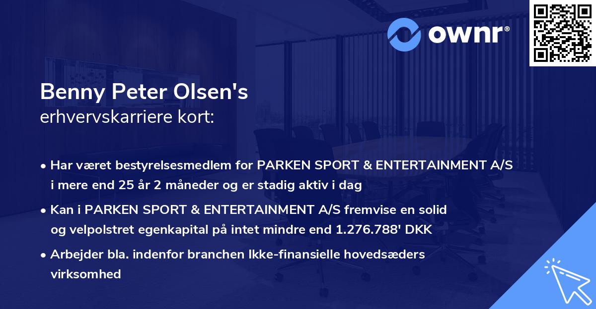 Benny Peter Olsen's erhvervskarriere kort