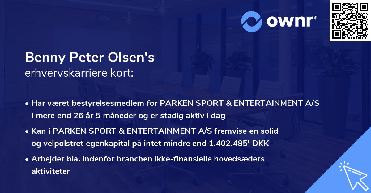 Benny Peter Olsen's erhvervskarriere kort