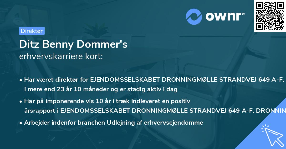 Ditz Benny Dommer's erhvervskarriere kort