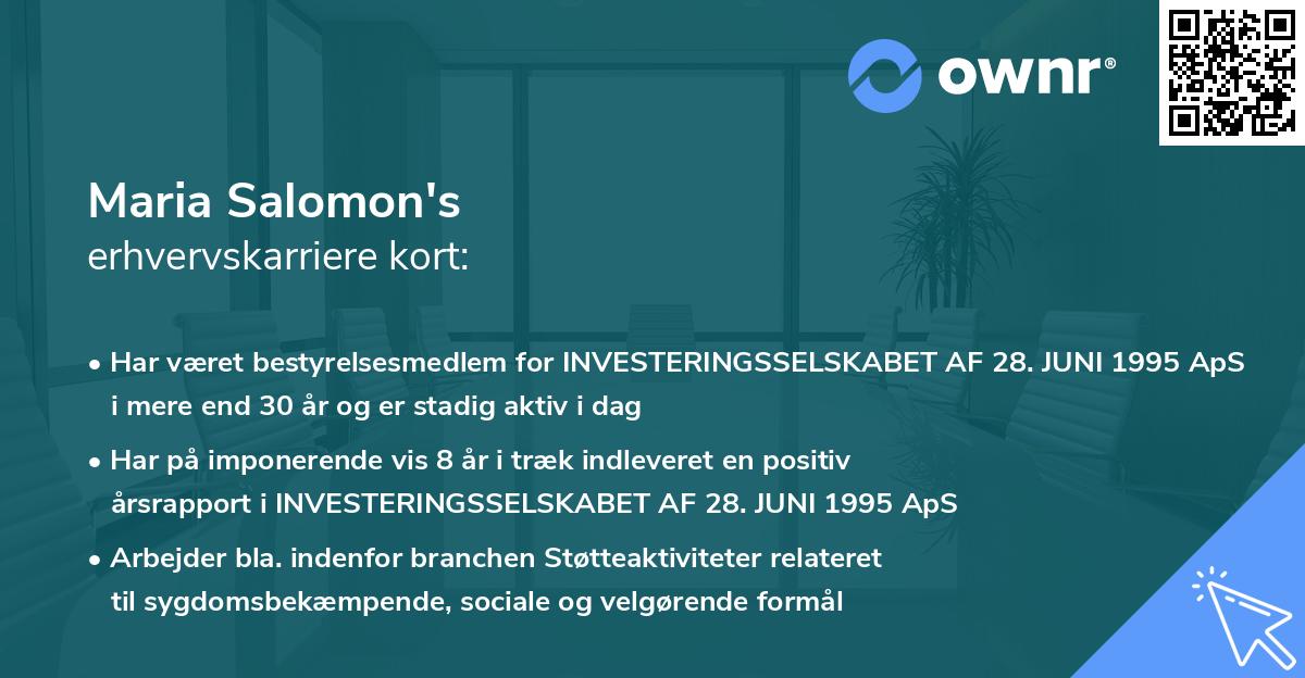 Maria Salomon's erhvervskarriere kort