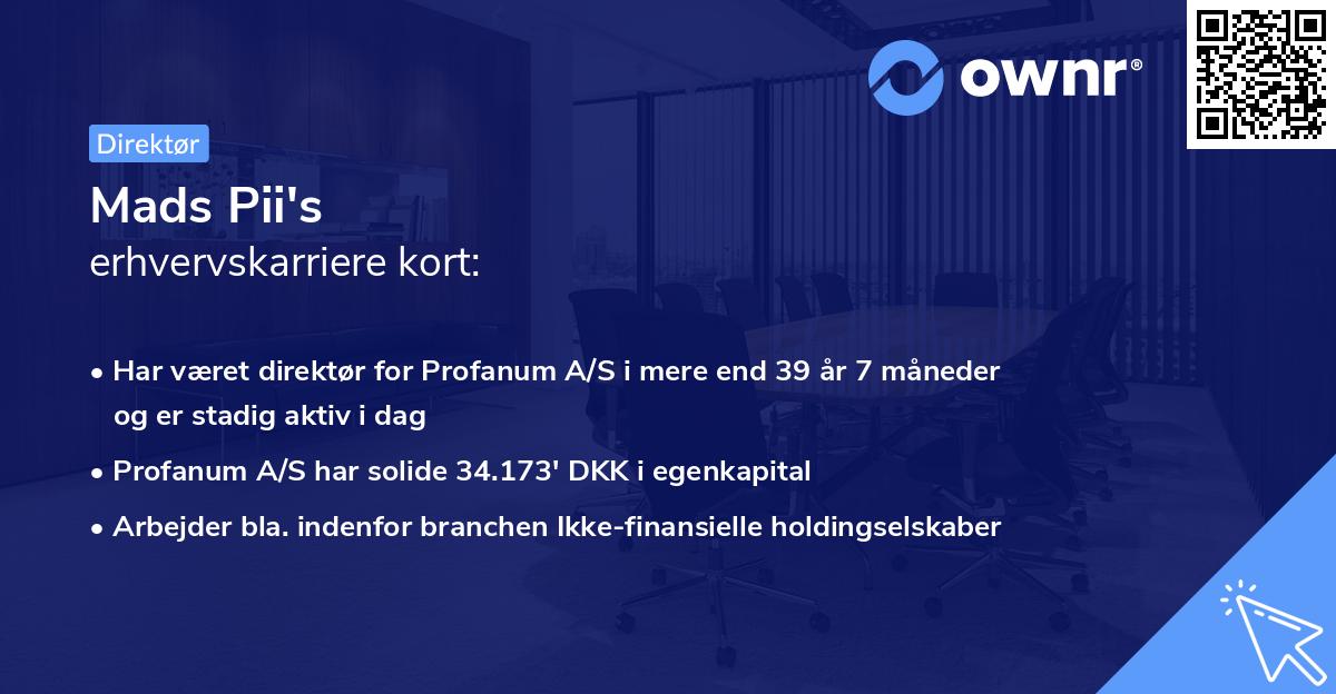 Mads Pii's erhvervskarriere kort