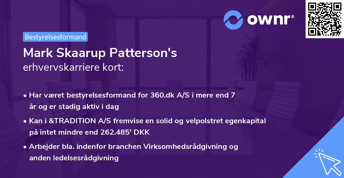 Mark Skaarup Patterson's erhvervskarriere kort