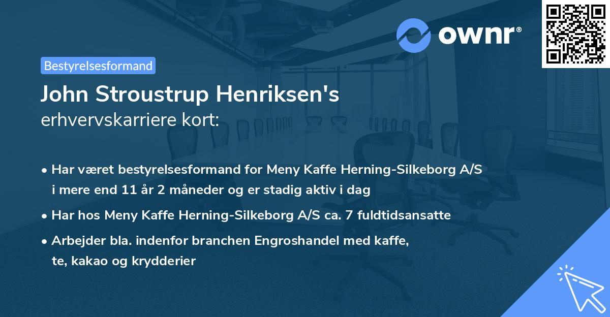 John Stroustrup Henriksen's erhvervskarriere kort