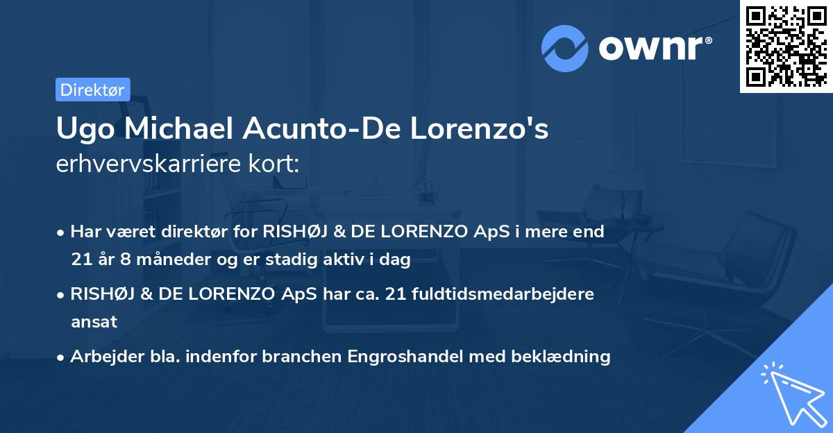 Ugo Michael Acunto-De Lorenzo's erhvervskarriere kort