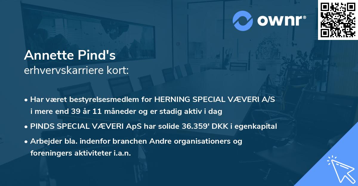 Annette Pind's erhvervskarriere kort