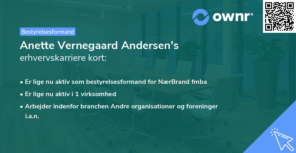 Anette Vernegaard Andersen's erhvervskarriere kort