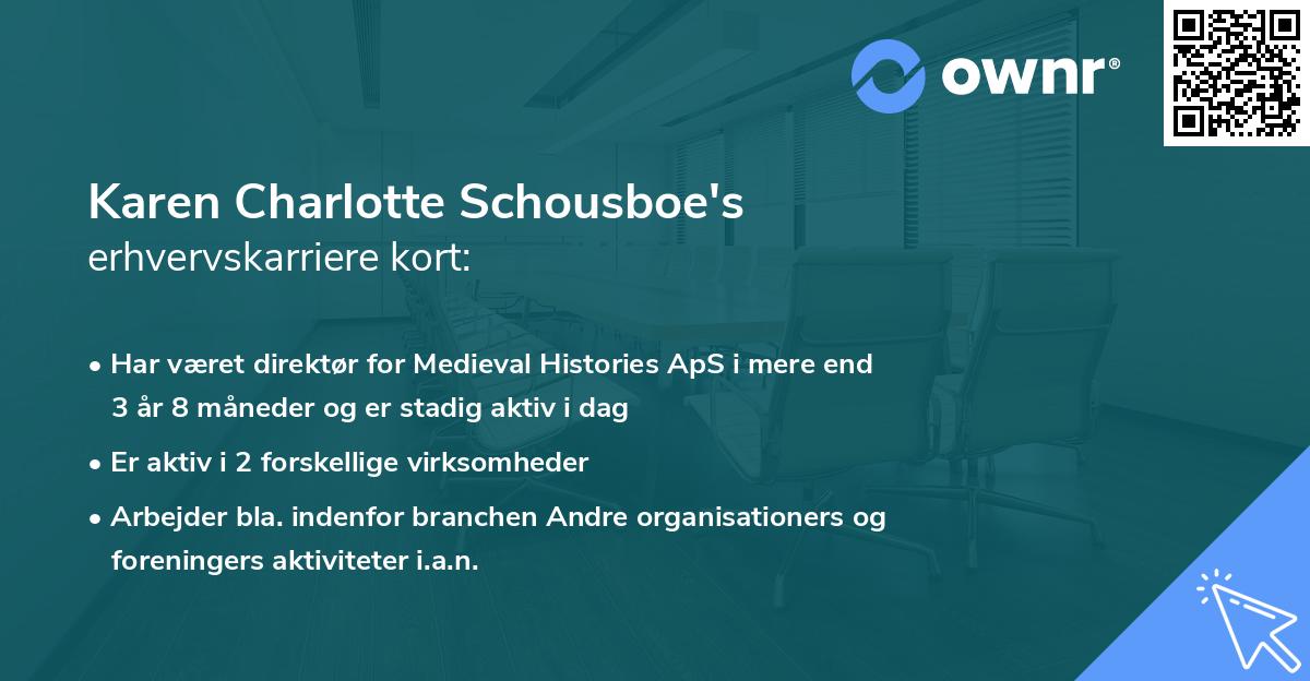 Karen Charlotte Schousboe's erhvervskarriere kort