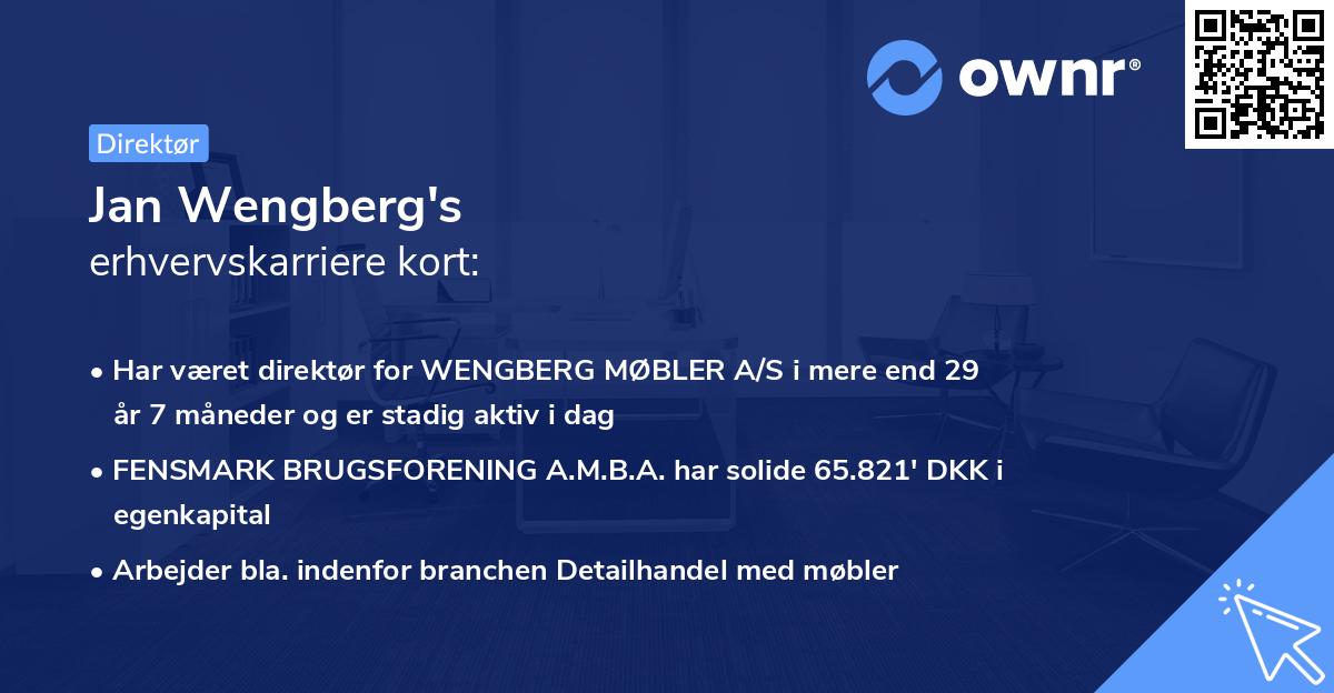 Jan Wengberg's erhvervskarriere kort