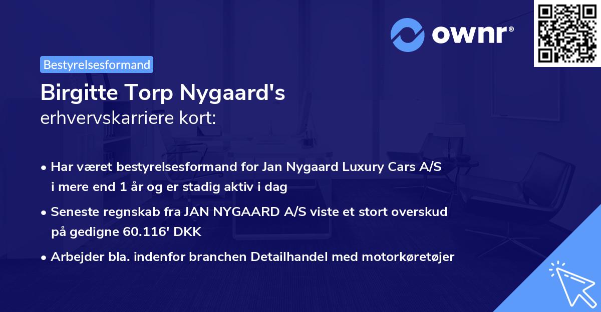Birgitte Torp Nygaard's erhvervskarriere kort