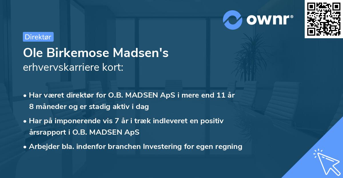 Ole Birkemose Madsen's erhvervskarriere kort