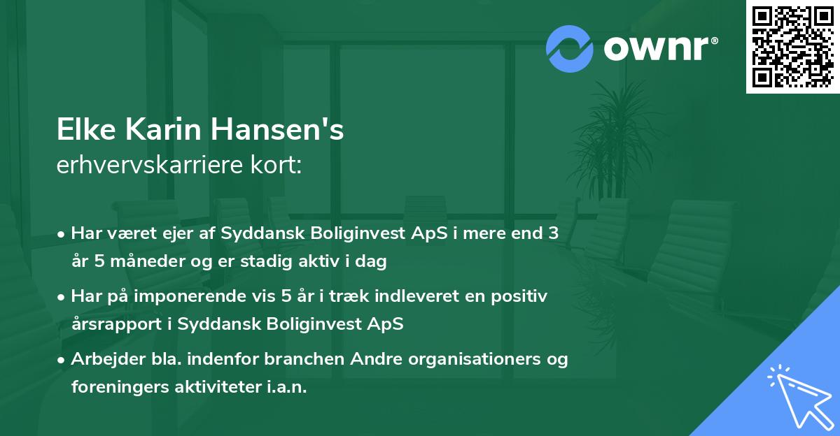 Elke Karin Hansen's erhvervskarriere kort