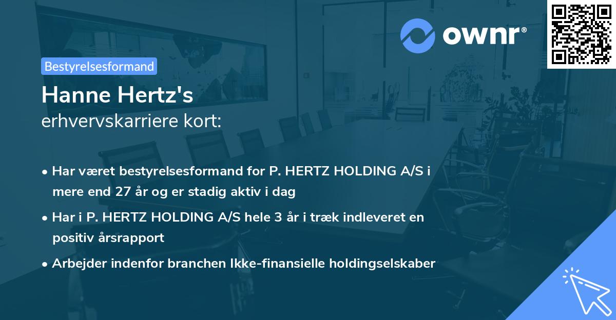 Hanne Hertz's erhvervskarriere kort