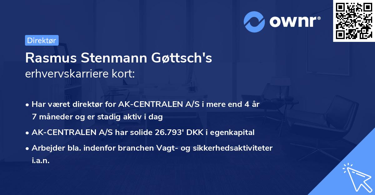 Rasmus Stenmann Gøttsch's erhvervskarriere kort