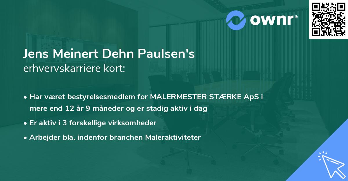 Jens Meinert Dehn Paulsen's erhvervskarriere kort