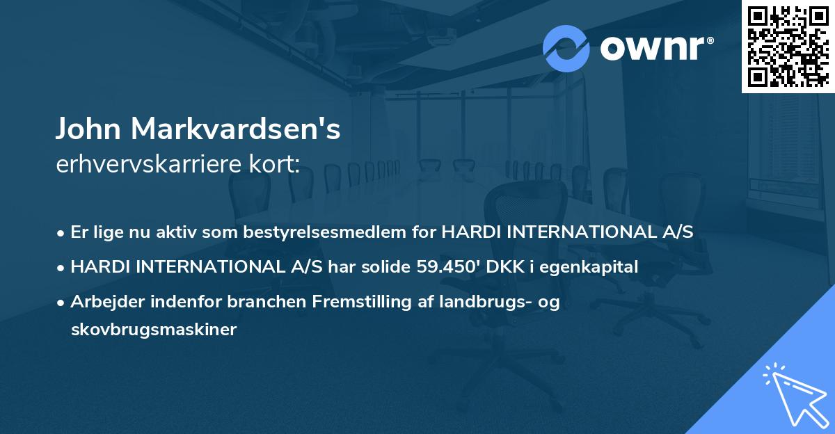 John Markvardsen's erhvervskarriere kort