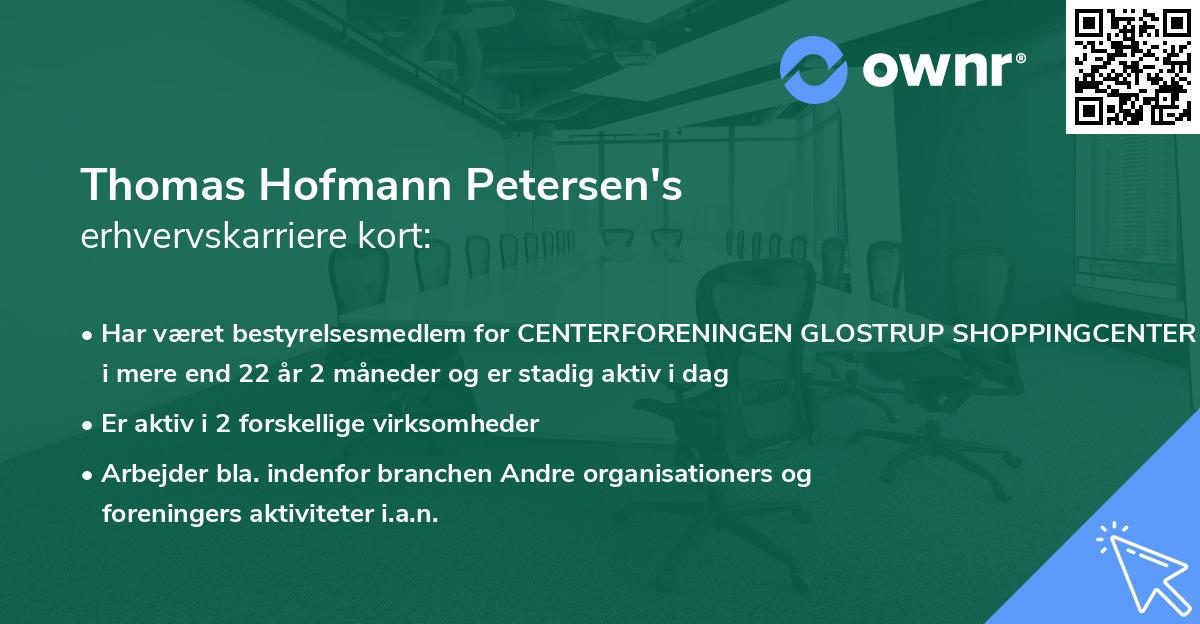 Thomas Hofmann Petersen's erhvervskarriere kort