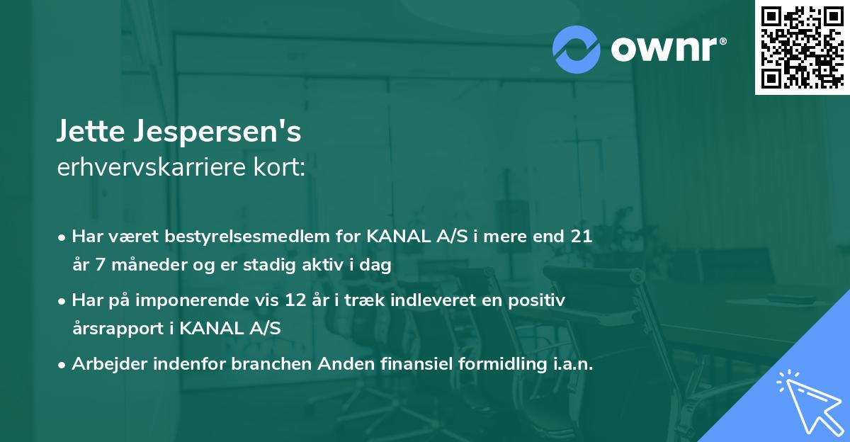 Jette Jespersen's erhvervskarriere kort