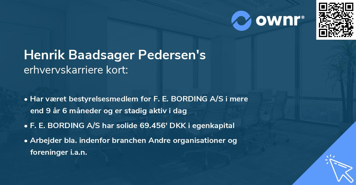 Henrik Baadsager Pedersen's erhvervskarriere kort