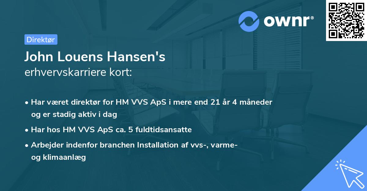 John Louens Hansen's erhvervskarriere kort