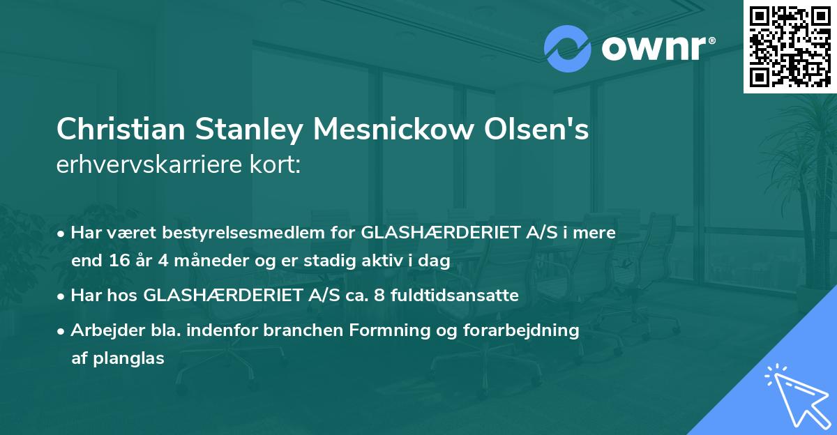 Christian Stanley Mesnickow Olsen's erhvervskarriere kort