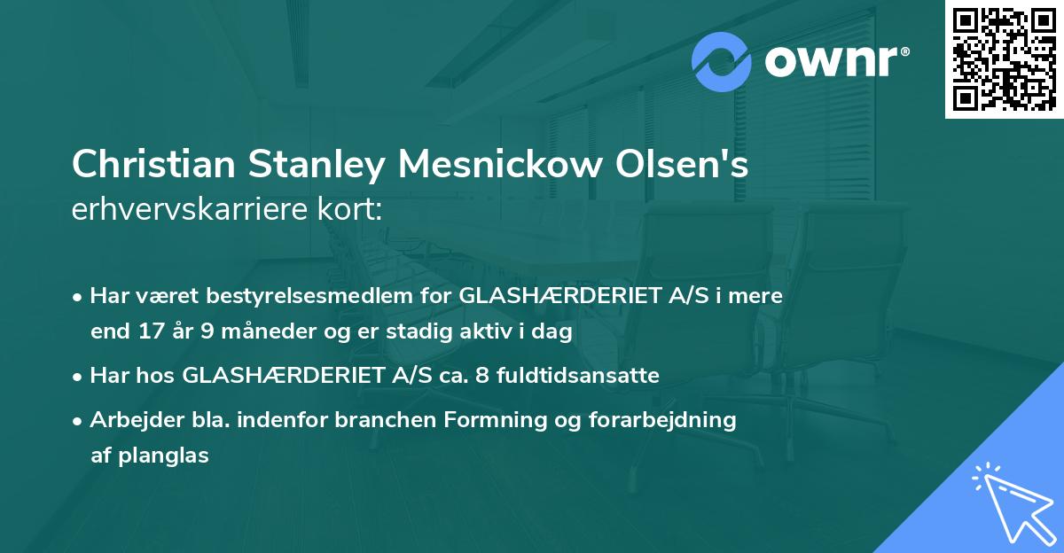 Christian Stanley Mesnickow Olsen's erhvervskarriere kort