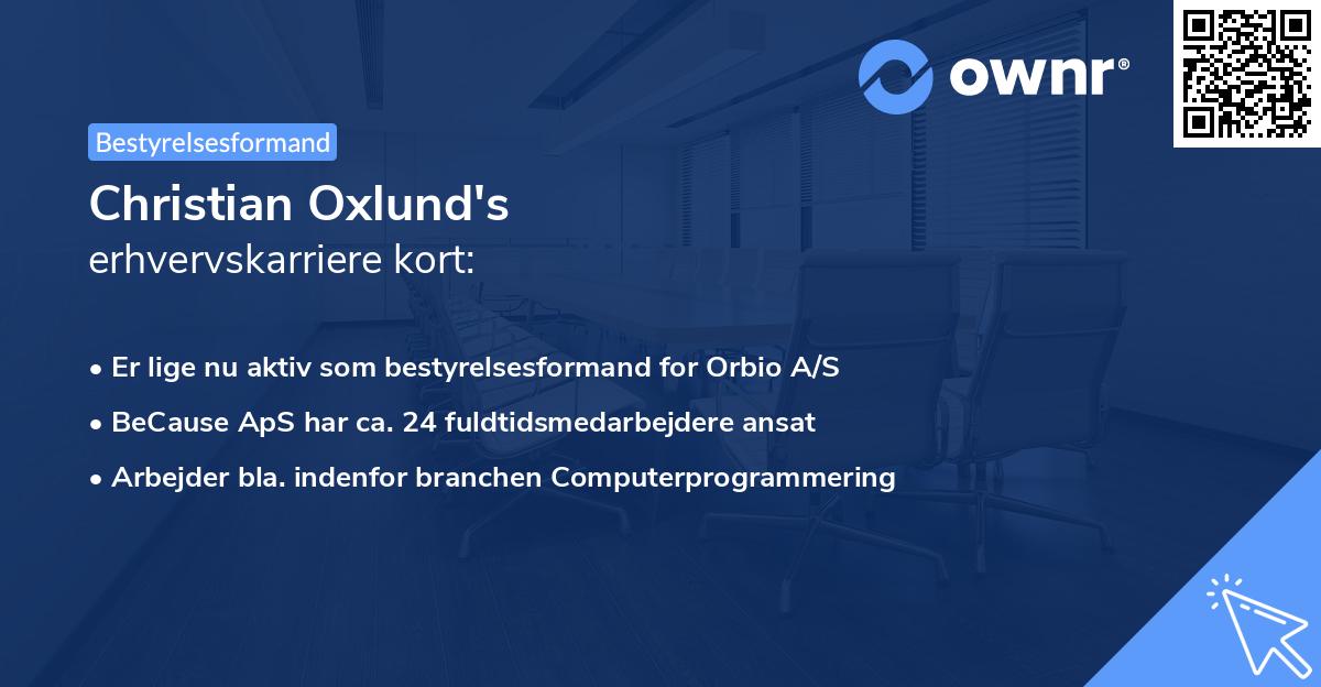 Christian Oxlund's erhvervskarriere kort