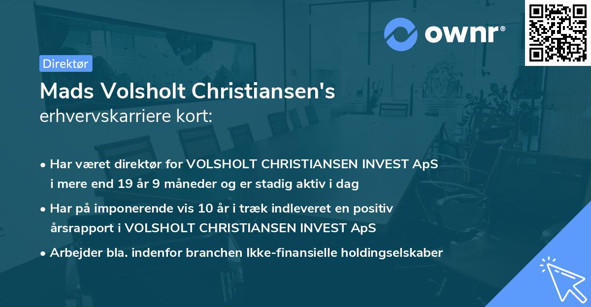 Mads Volsholt Christiansen's erhvervskarriere kort