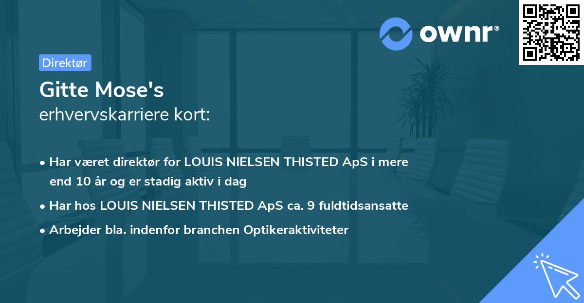 Gitte Mose's erhvervskarriere kort