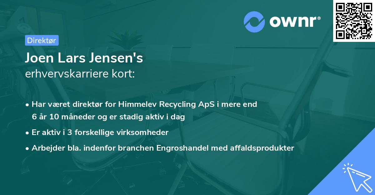 Joen Lars Jensen's erhvervskarriere kort