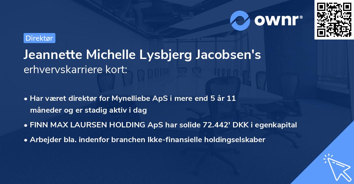 Jeannette Michelle Lysbjerg Jacobsen's erhvervskarriere kort