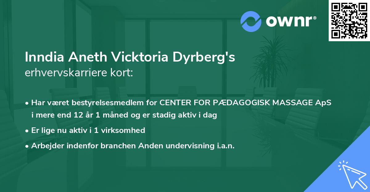 Inndia Aneth Vicktoria Dyrberg's erhvervskarriere kort