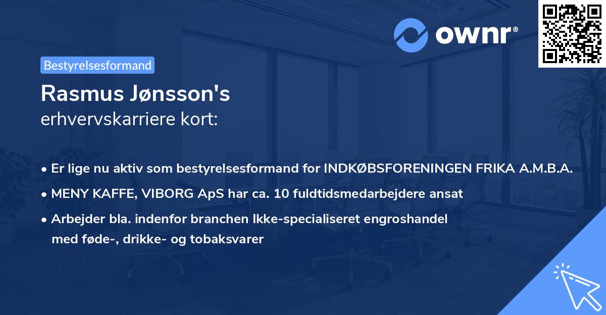 Rasmus Jønsson's erhvervskarriere kort