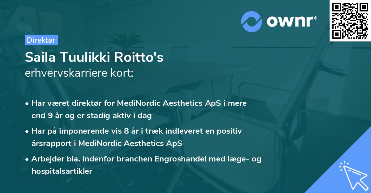 Saila Tuulikki Roitto's erhvervskarriere kort