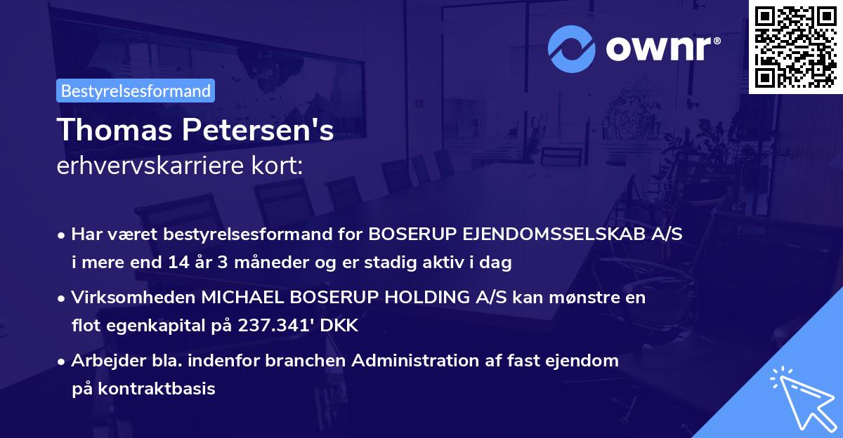 Thomas Petersen's erhvervskarriere kort