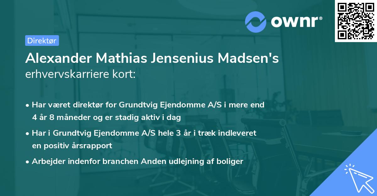 Alexander Mathias Jensenius Madsen's erhvervskarriere kort