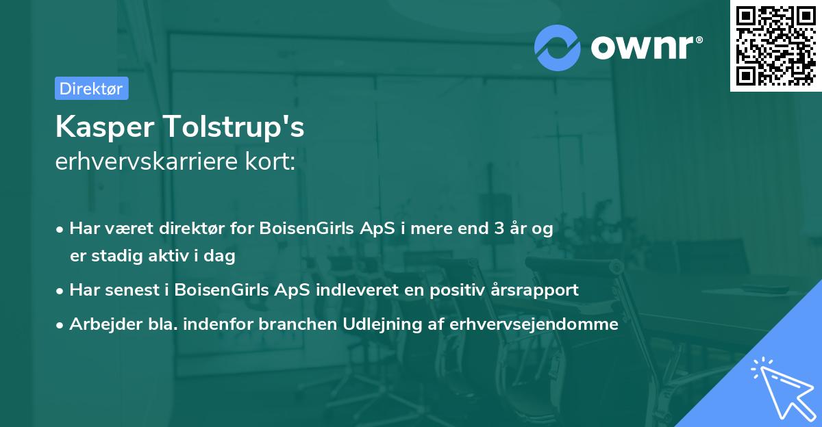 Kasper Tolstrup's erhvervskarriere kort