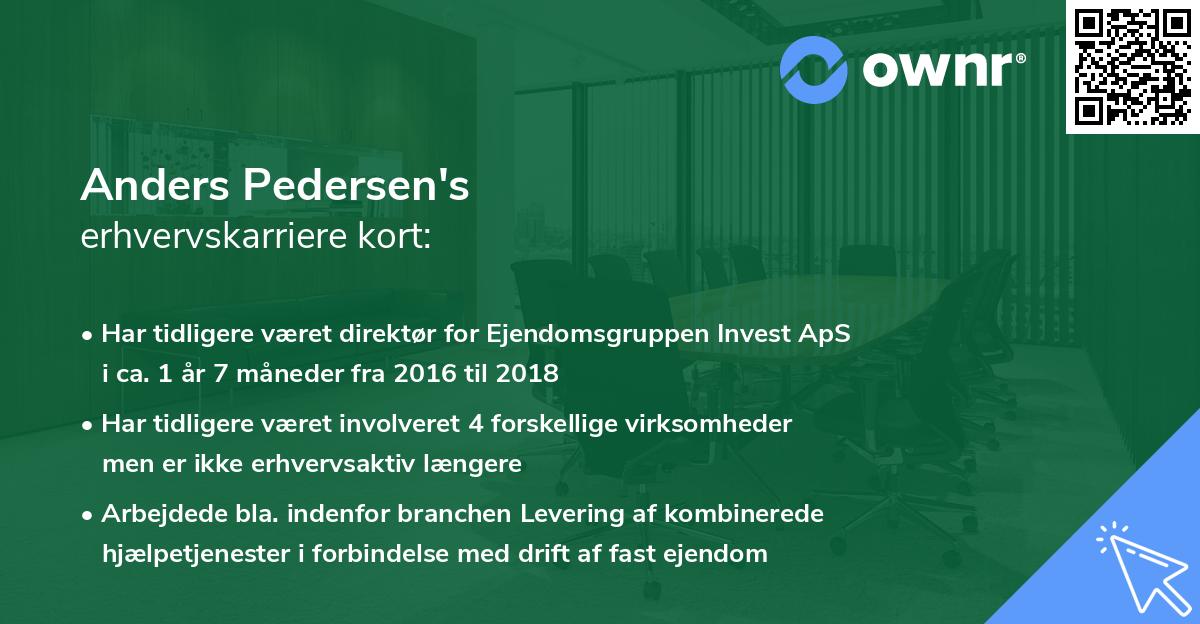Anders Pedersen's erhvervskarriere kort