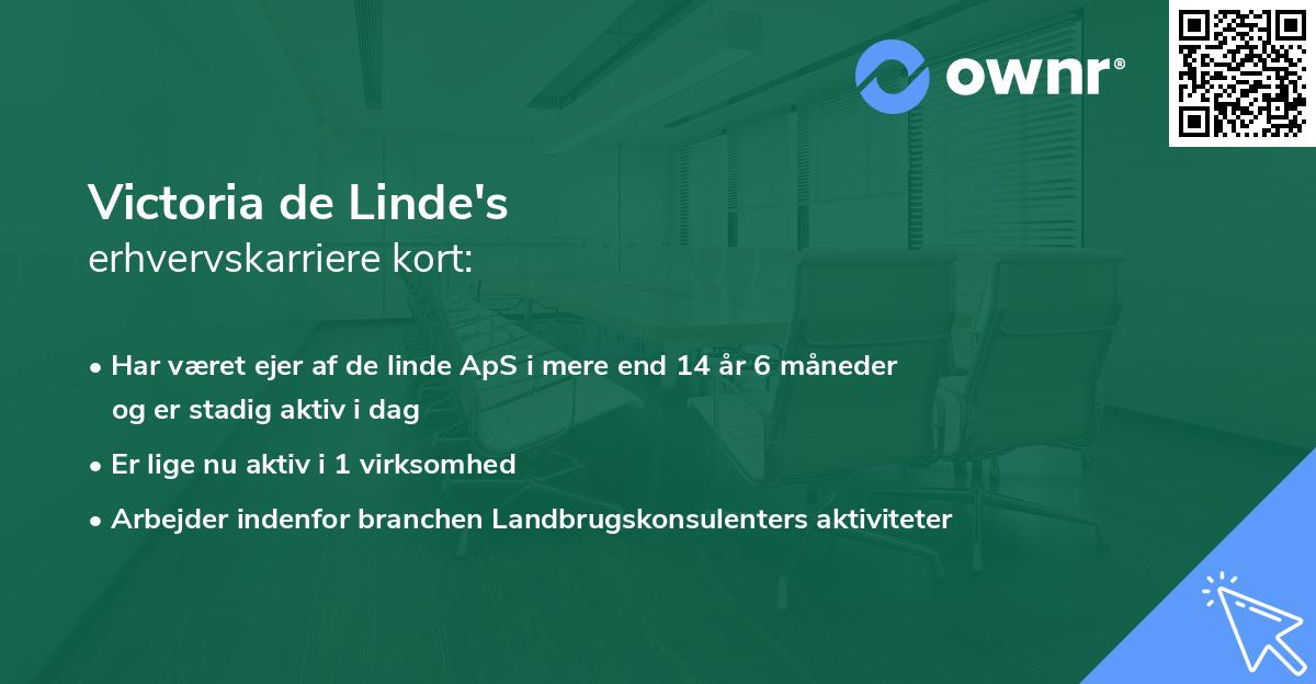 Victoria de Linde's erhvervskarriere kort
